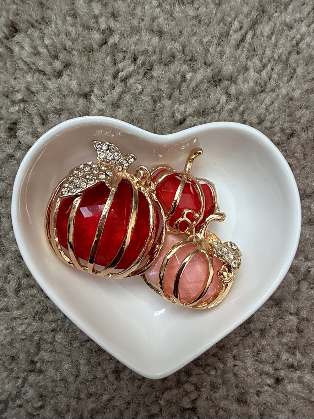 Gold-Tone Crystal Pumpkin Brooch